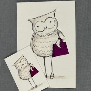 Greeting Cards - Owl with Handbag